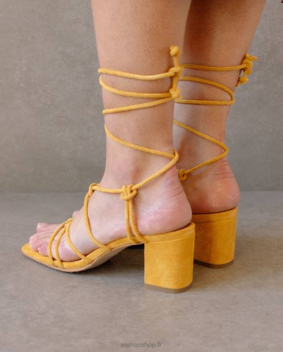 femmes jaune embué P64N165 Alohas paloma - sandales en daim jaune