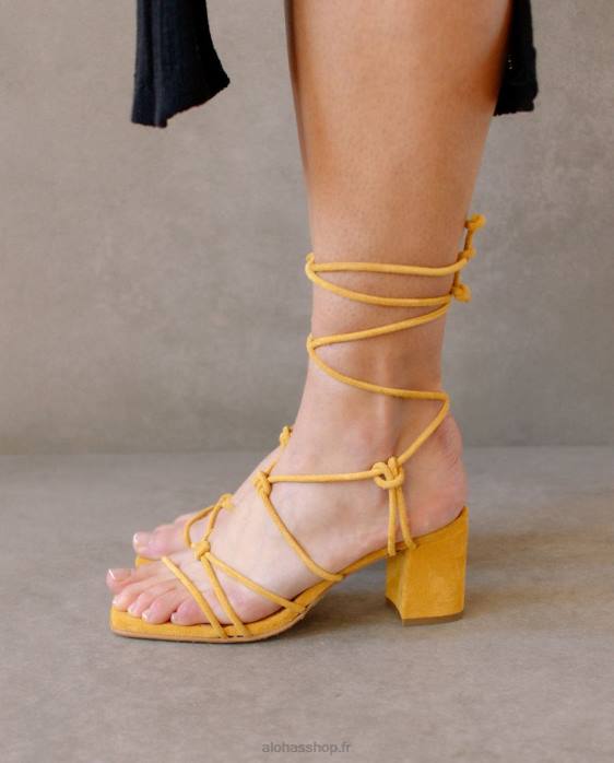 femmes jaune embué P64N165 Alohas paloma - sandales en daim jaune