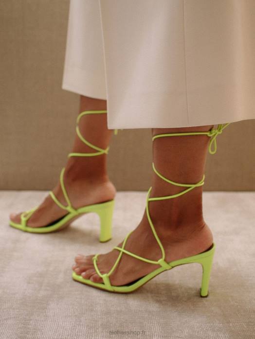 femmes jaune fluo P64N300 Alohas bellini - sandales en cuir jaune