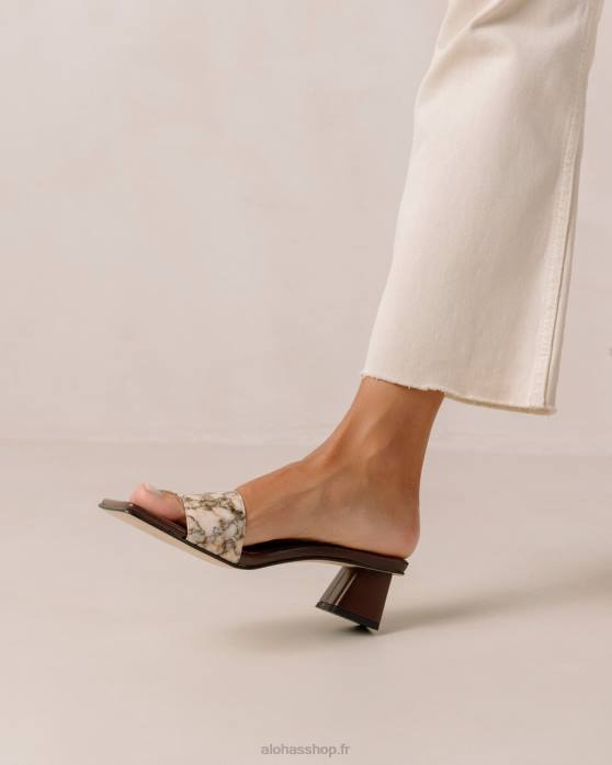 femmes kalon brun P64N363 Alohas kalon carré - sandales en cuir vegan marron