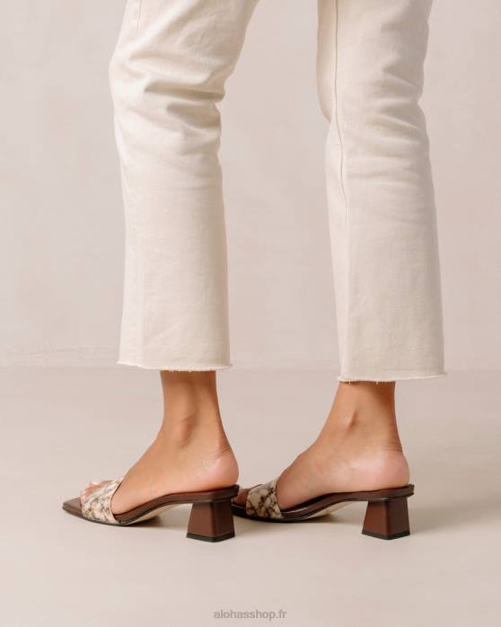 femmes kalon brun P64N363 Alohas kalon carré - sandales en cuir vegan marron