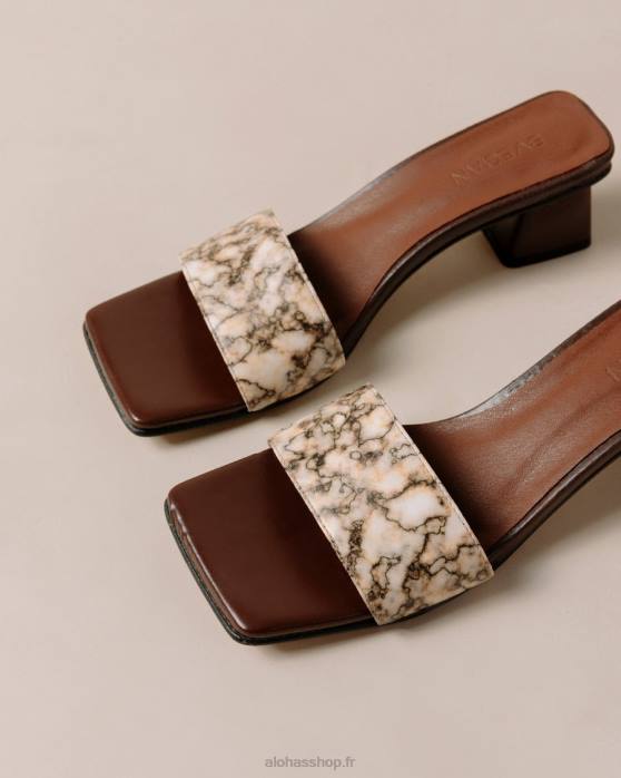femmes kalon brun P64N363 Alohas kalon carré - sandales en cuir vegan marron