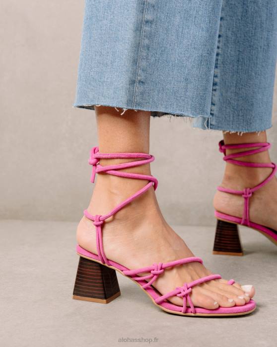 femmes magenta P64N243 Alohas goldie - sandales en cuir rose