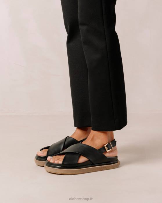 femmes noir P64N119 Alohas marshmallow - sandales en cuir noir