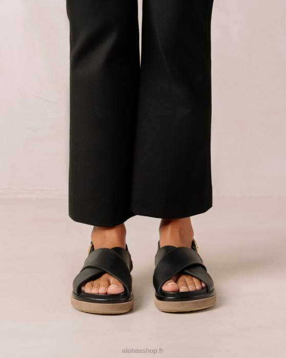 femmes noir P64N119 Alohas marshmallow - sandales en cuir noir