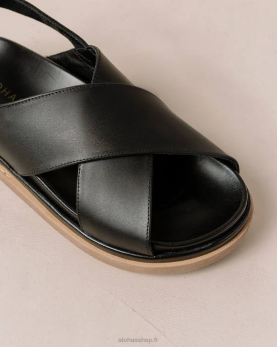 femmes noir P64N119 Alohas marshmallow - sandales en cuir noir