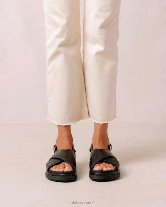 femmes noir P64N120 Alohas marshmallow - sandales en cuir végétalien noir