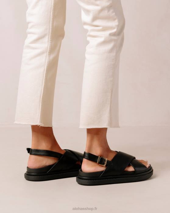 femmes noir P64N120 Alohas marshmallow - sandales en cuir végétalien noir