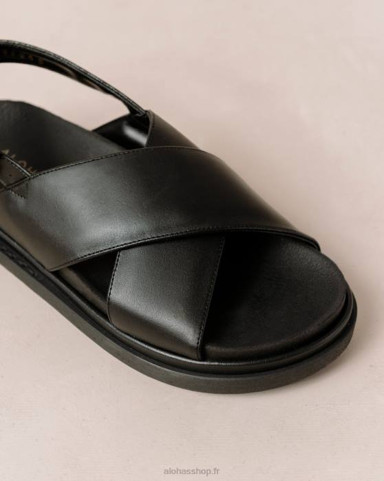 femmes noir P64N120 Alohas marshmallow - sandales en cuir végétalien noir