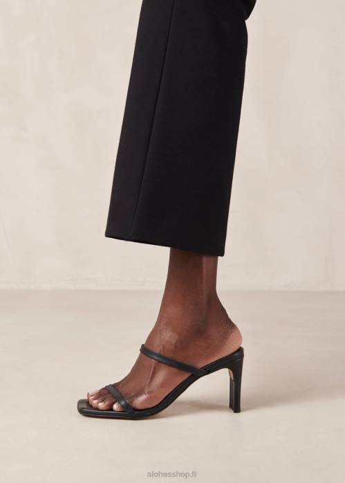 femmes noir P64N161 Alohas cannes - sandales en cuir noir