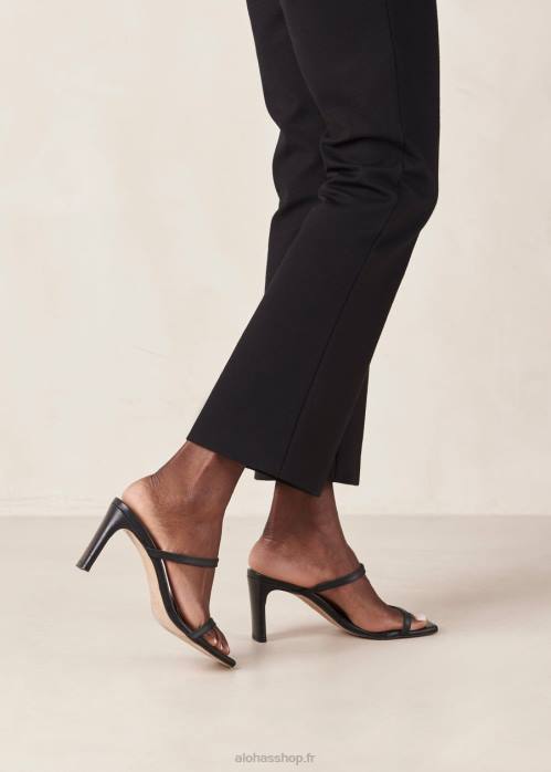 femmes noir P64N161 Alohas cannes - sandales en cuir noir