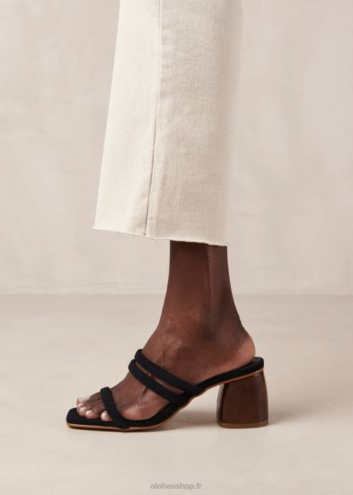 femmes noir P64N186 Alohas indiana - sandales en daim noir