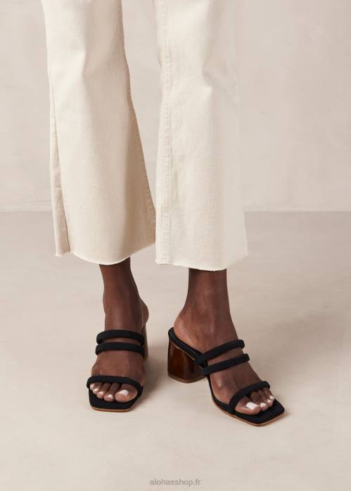 femmes noir P64N186 Alohas indiana - sandales en daim noir