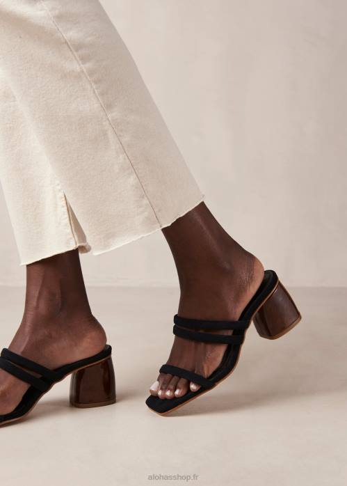femmes noir P64N186 Alohas indiana - sandales en daim noir