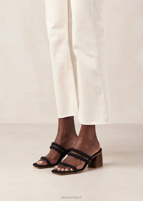 femmes noir P64N186 Alohas indiana - sandales en daim noir