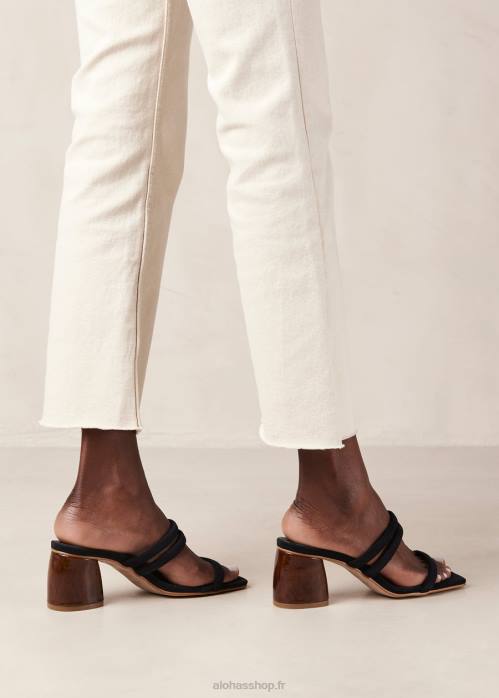 femmes noir P64N186 Alohas indiana - sandales en daim noir
