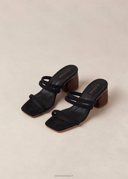 femmes noir P64N186 Alohas indiana - sandales en daim noir