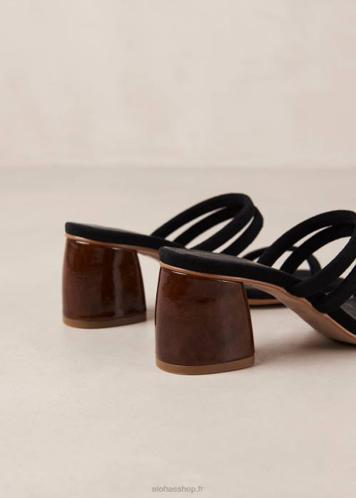 femmes noir P64N186 Alohas indiana - sandales en daim noir