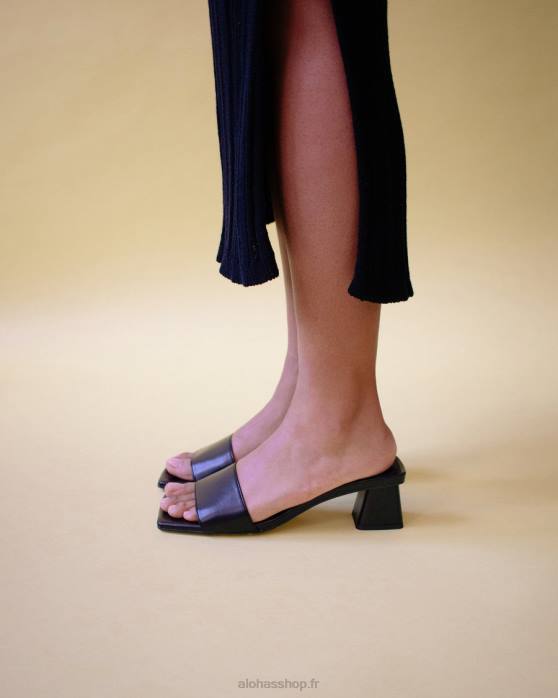 femmes noir P64N365 Alohas squared - sandales en cuir vegan noir