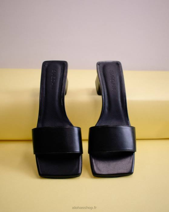 femmes noir P64N365 Alohas squared - sandales en cuir vegan noir