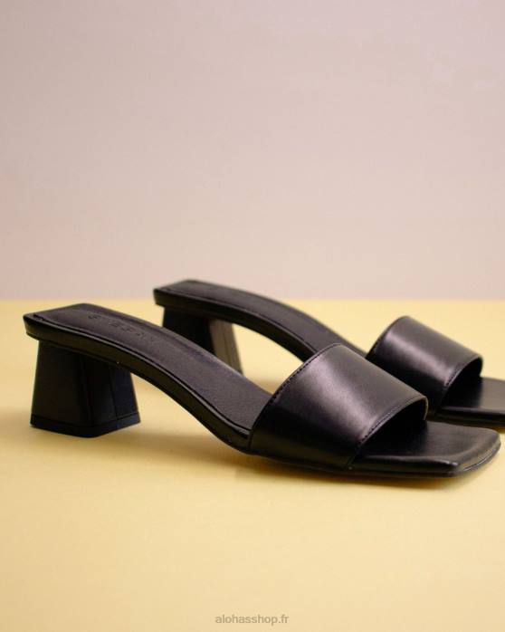 femmes noir P64N365 Alohas squared - sandales en cuir vegan noir
