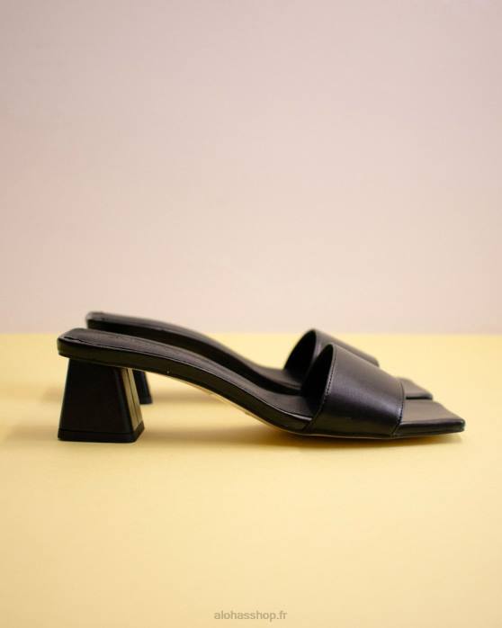 femmes noir P64N365 Alohas squared - sandales en cuir vegan noir
