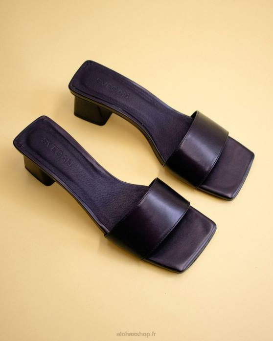 femmes noir P64N365 Alohas squared - sandales en cuir vegan noir
