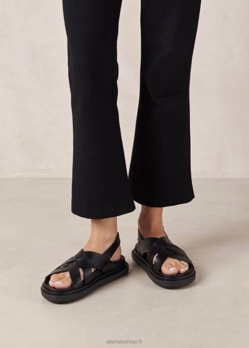 femmes noir P64N370 Alohas trunca - sandales en cuir noir