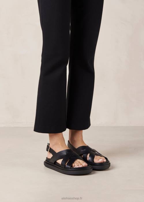 femmes noir P64N370 Alohas trunca - sandales en cuir noir