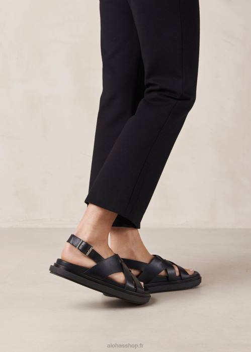 femmes noir P64N370 Alohas trunca - sandales en cuir noir