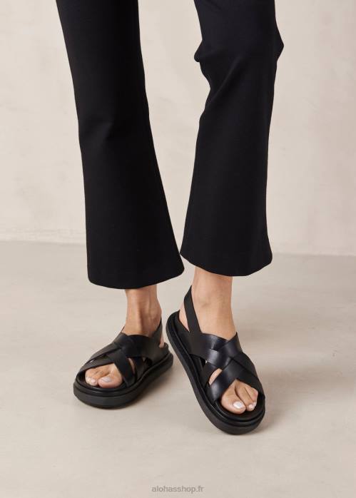 femmes noir P64N370 Alohas trunca - sandales en cuir noir