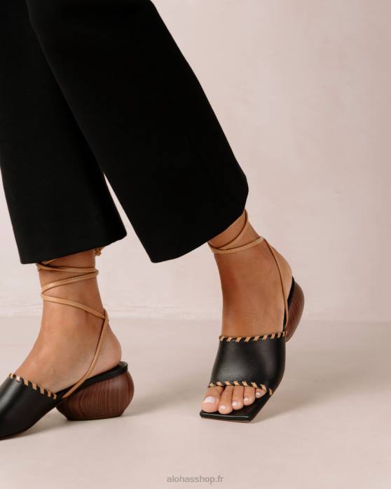 femmes noir P64N372 Alohas minou - sandales en cuir noir