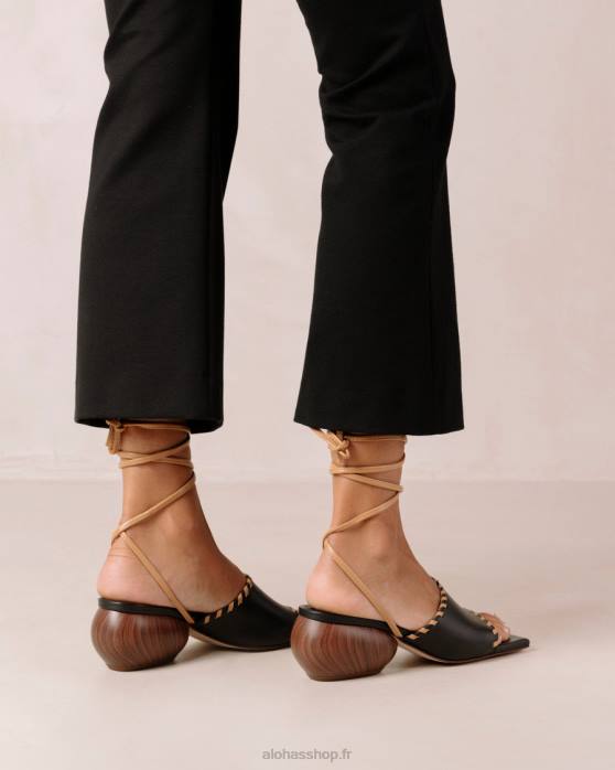femmes noir P64N372 Alohas minou - sandales en cuir noir