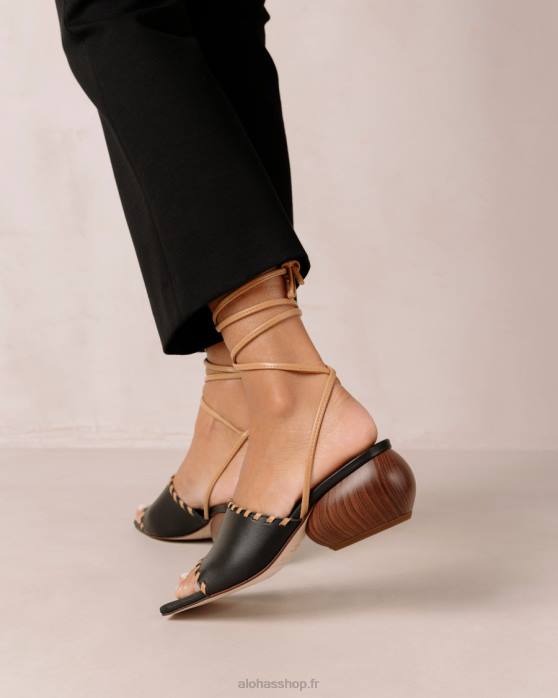 femmes noir P64N372 Alohas minou - sandales en cuir noir