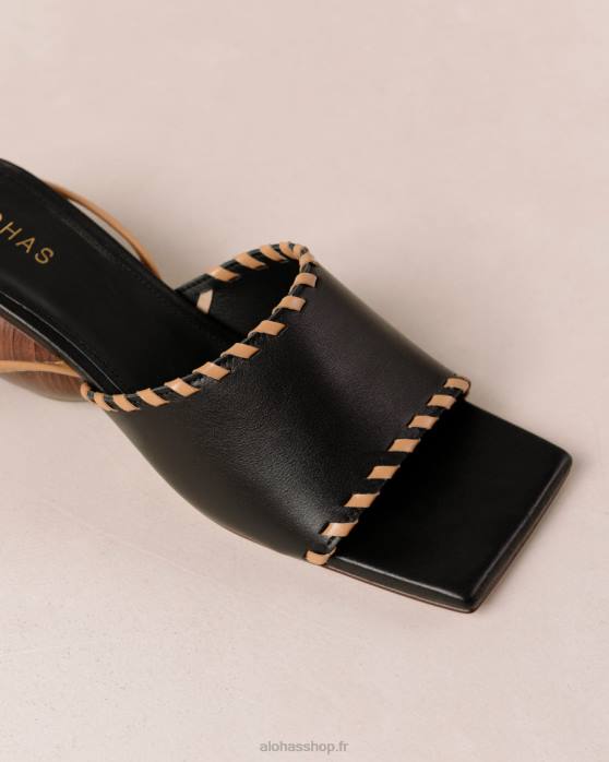 femmes noir P64N372 Alohas minou - sandales en cuir noir