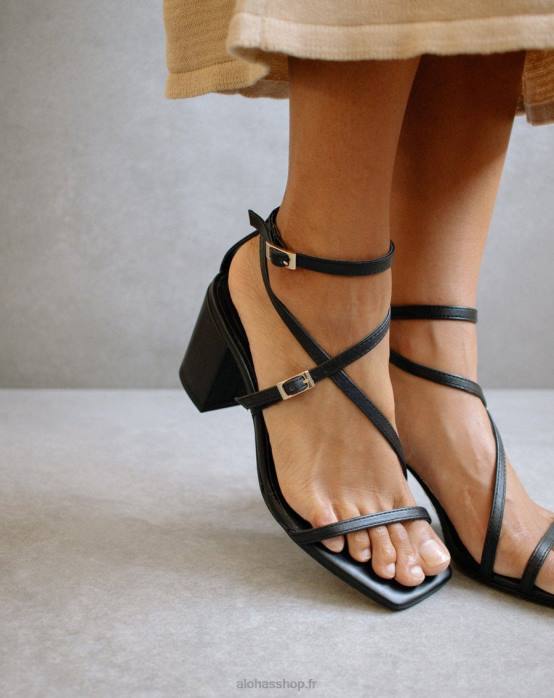 femmes noir P64N374 Alohas manhattan - sandales en cuir noir