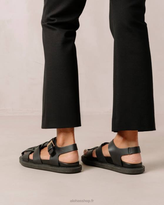 femmes noir P64N413 Alohas backbone - sandales en cuir noir