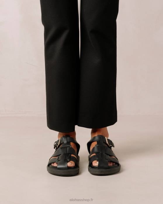 femmes noir P64N413 Alohas backbone - sandales en cuir noir