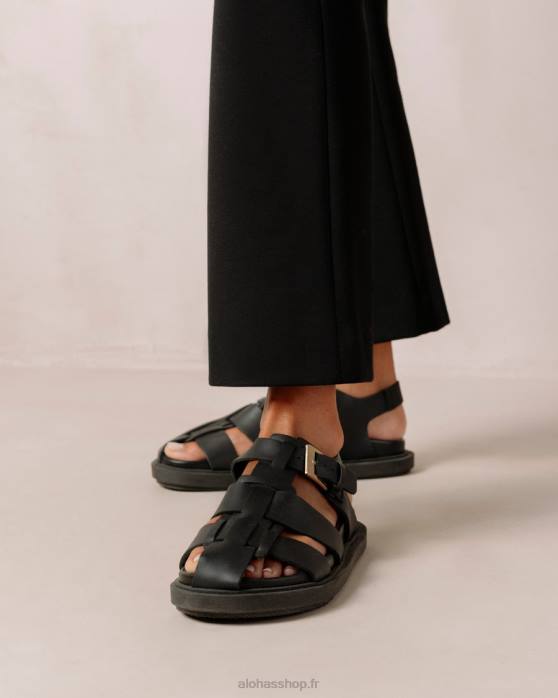 femmes noir P64N413 Alohas backbone - sandales en cuir noir