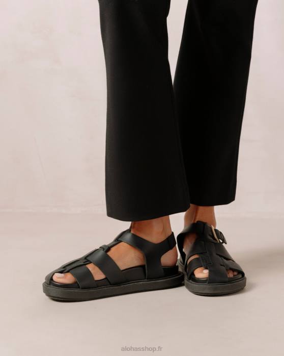 femmes noir P64N413 Alohas backbone - sandales en cuir noir