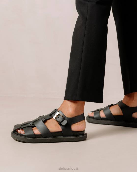 femmes noir P64N413 Alohas backbone - sandales en cuir noir