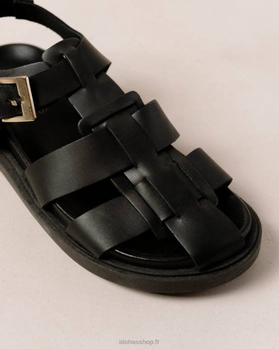 femmes noir P64N413 Alohas backbone - sandales en cuir noir