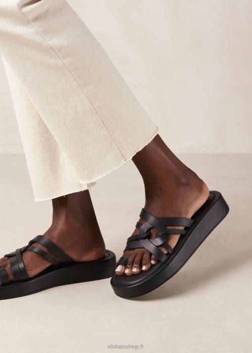 femmes noir P64N424 Alohas cool - sandales en cuir noir