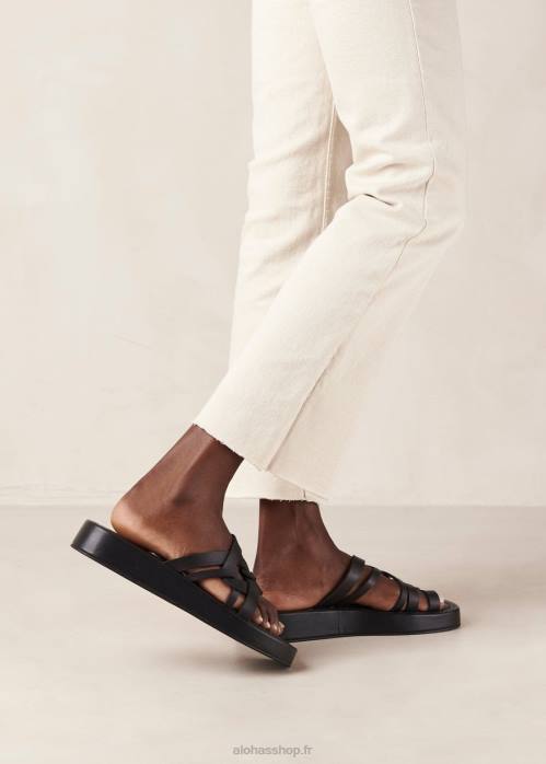 femmes noir P64N424 Alohas cool - sandales en cuir noir