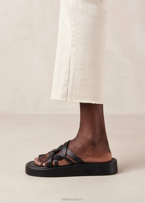 femmes noir P64N424 Alohas cool - sandales en cuir noir