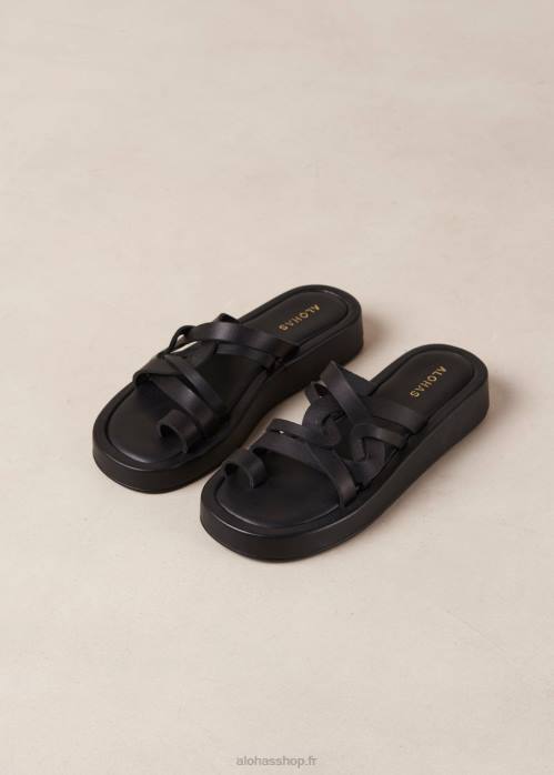 femmes noir P64N424 Alohas cool - sandales en cuir noir