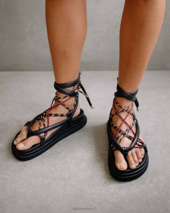 femmes noir P64N439 Alohas jungle - sandales en cuir noir
