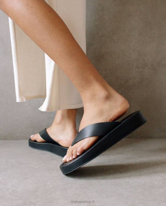 femmes noir P64N450 Alohas couvert - sandales en cuir noir