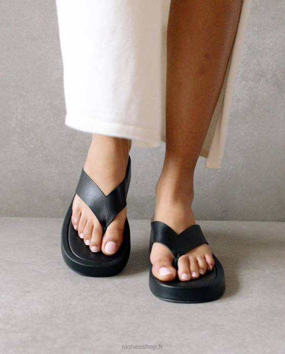 femmes noir P64N450 Alohas couvert - sandales en cuir noir