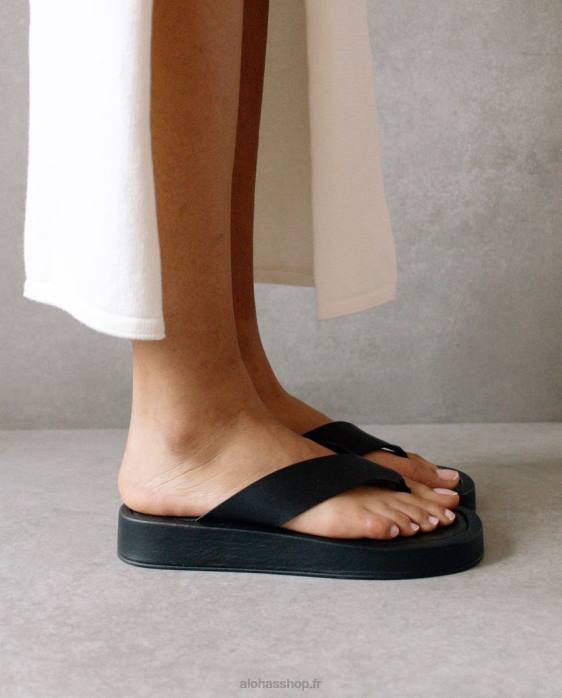 femmes noir P64N450 Alohas couvert - sandales en cuir noir